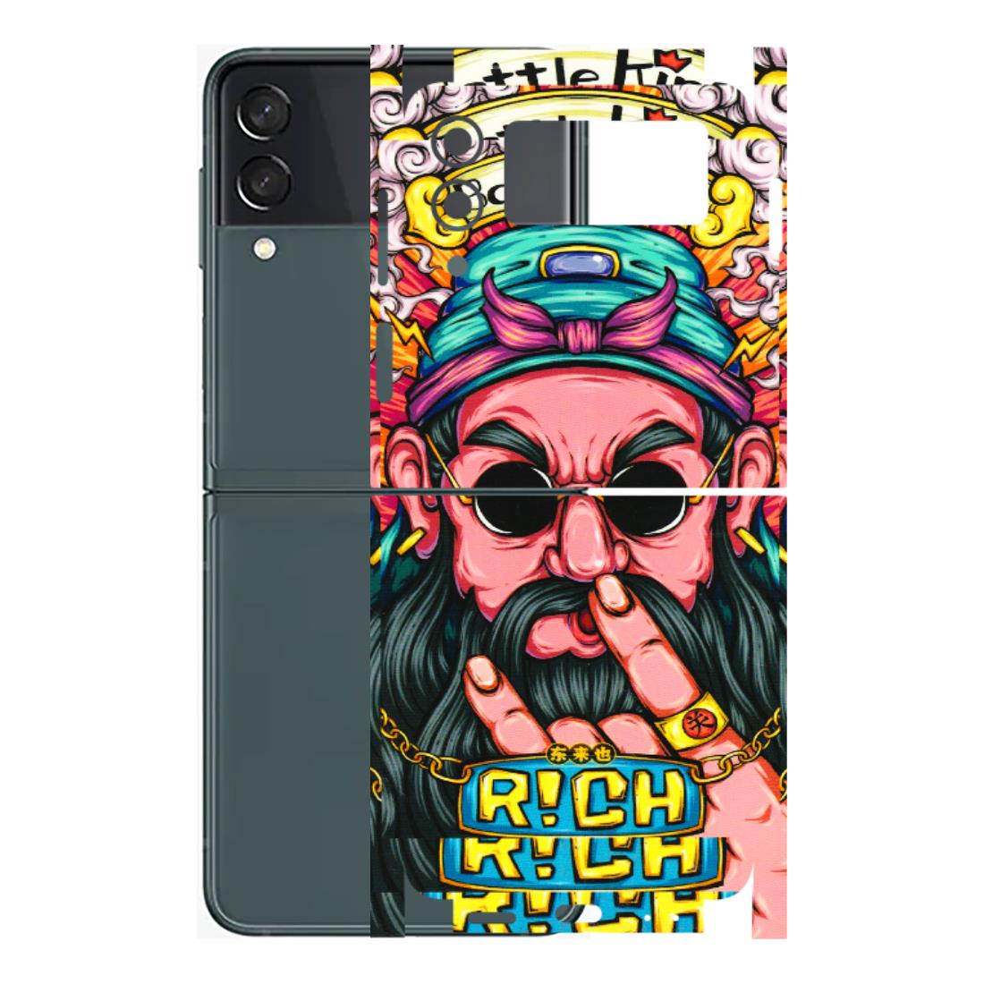 Samsung M/F/Note/Flip and C Phone Skins (All Models) - Battle King Dude Face - 3D Embossed Finish (L-178) Samsung Galaxy Z Flip 3 (5G)