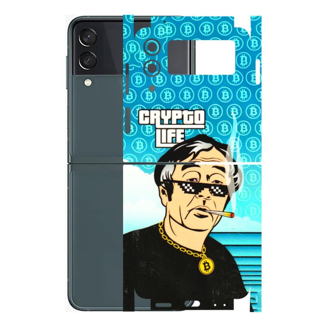 Samsung M/F/Note/Flip and C Phone Skins (All Models) - Crypto Thug Life - 3D Embossed Finish (L-179) Samsung Galaxy Z Flip 3 (5G)