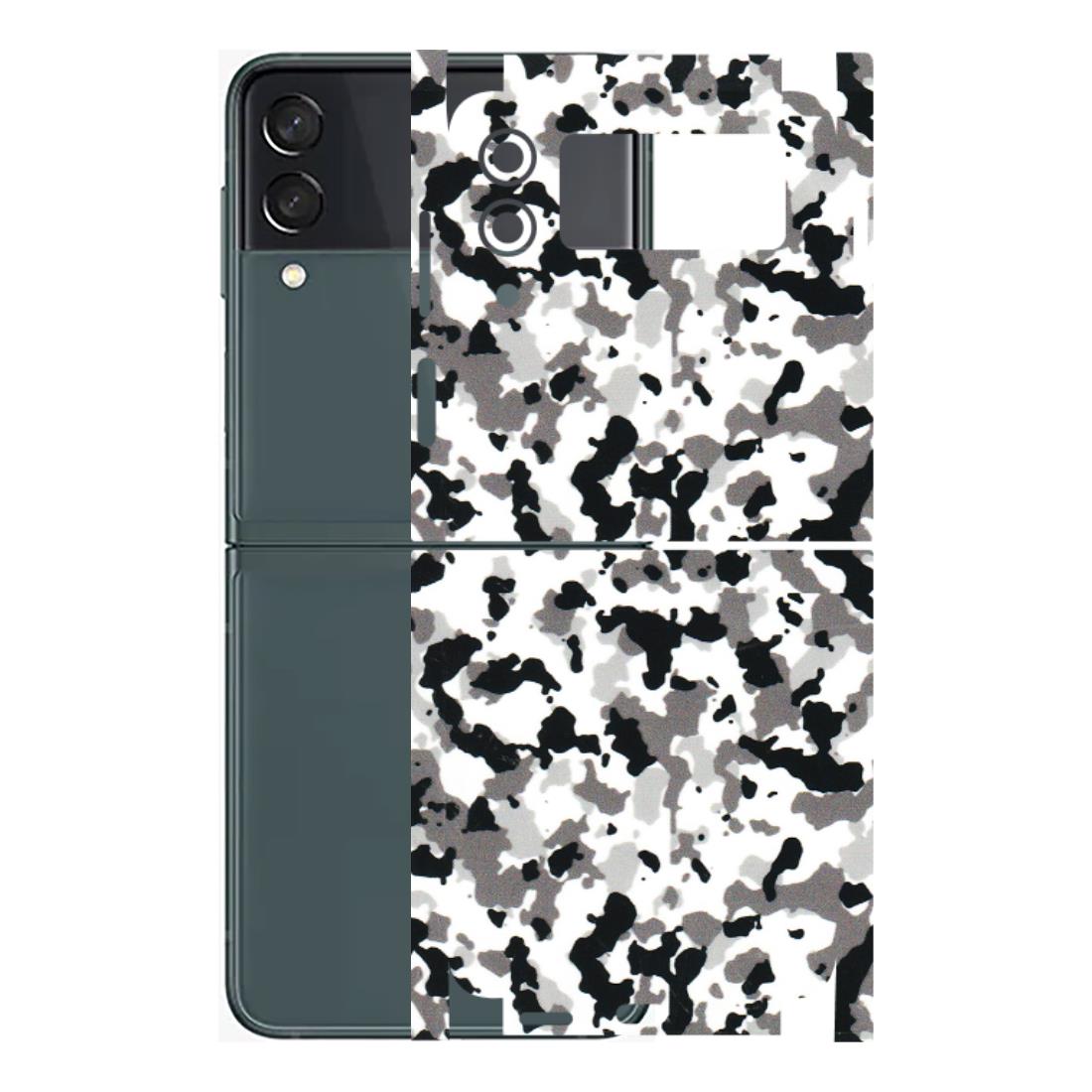 Samsung M/F/Note/Flip and C Phone Skins (All Models) - White Black Camouflage - 3D Embossed Finish (L-18) Samsung Galaxy Z Flip 3 (5G)
