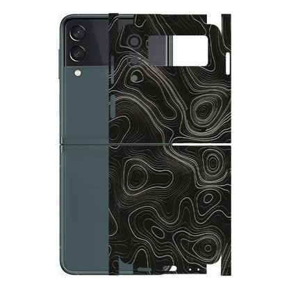 Samsung M/F/Note/Flip and C Phone Skins (All Models) - Black Swirl - 3D Embossed Finish (L-196) Samsung Galaxy Z Flip 3 (5G)