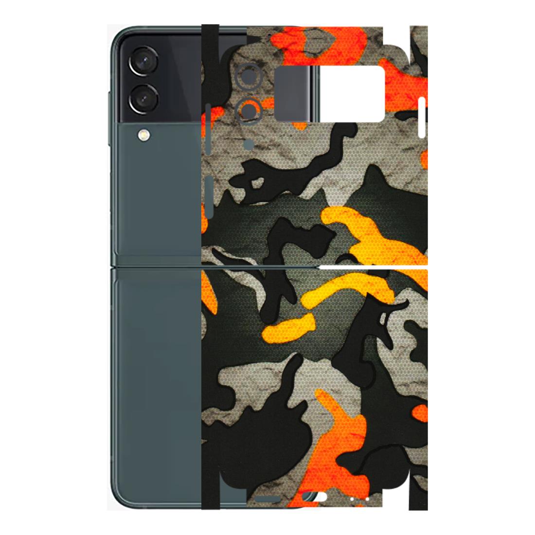 Samsung M/F/Note/Flip and C Phone Skins (All Models) - Orange Camouflage - 3D Embossed Finish (L-204) Samsung Galaxy Z Flip 3 (5G)