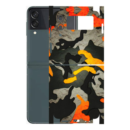 Samsung M/F/Note/Flip and C Phone Skins (All Models) - Orange Camouflage - 3D Embossed Finish (L-204) Samsung Galaxy Z Flip 3 (5G)