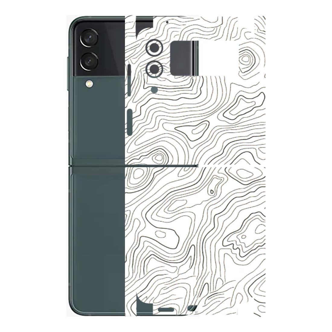 Samsung M/F/Note/Flip and C Phone Skins (All Models) - White Black Swirls - 3D Embossed Finish (L-219) Samsung Galaxy Z Flip 3 (5G)