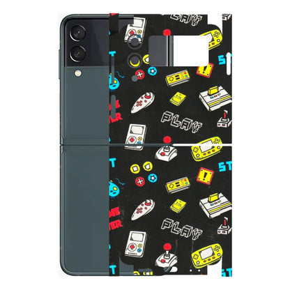 Samsung M/F/Note/Flip and C Phone Skins (All Models) - Gaming Doodles - 3D Embossed Finish (L-224) Samsung Galaxy Z Flip 3 (5G)