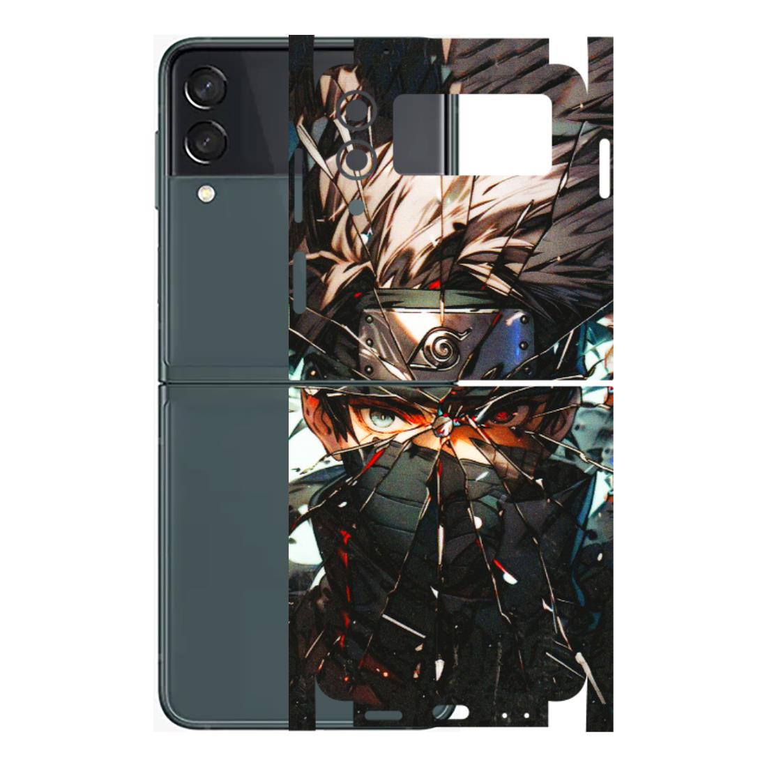 Samsung M/F/Note/Flip and C Phone Skins (All Models) - Kakashi Shattered Glass Effect - 3D Embossed Finish (L-237) Samsung Galaxy Z Flip 3 (5G)