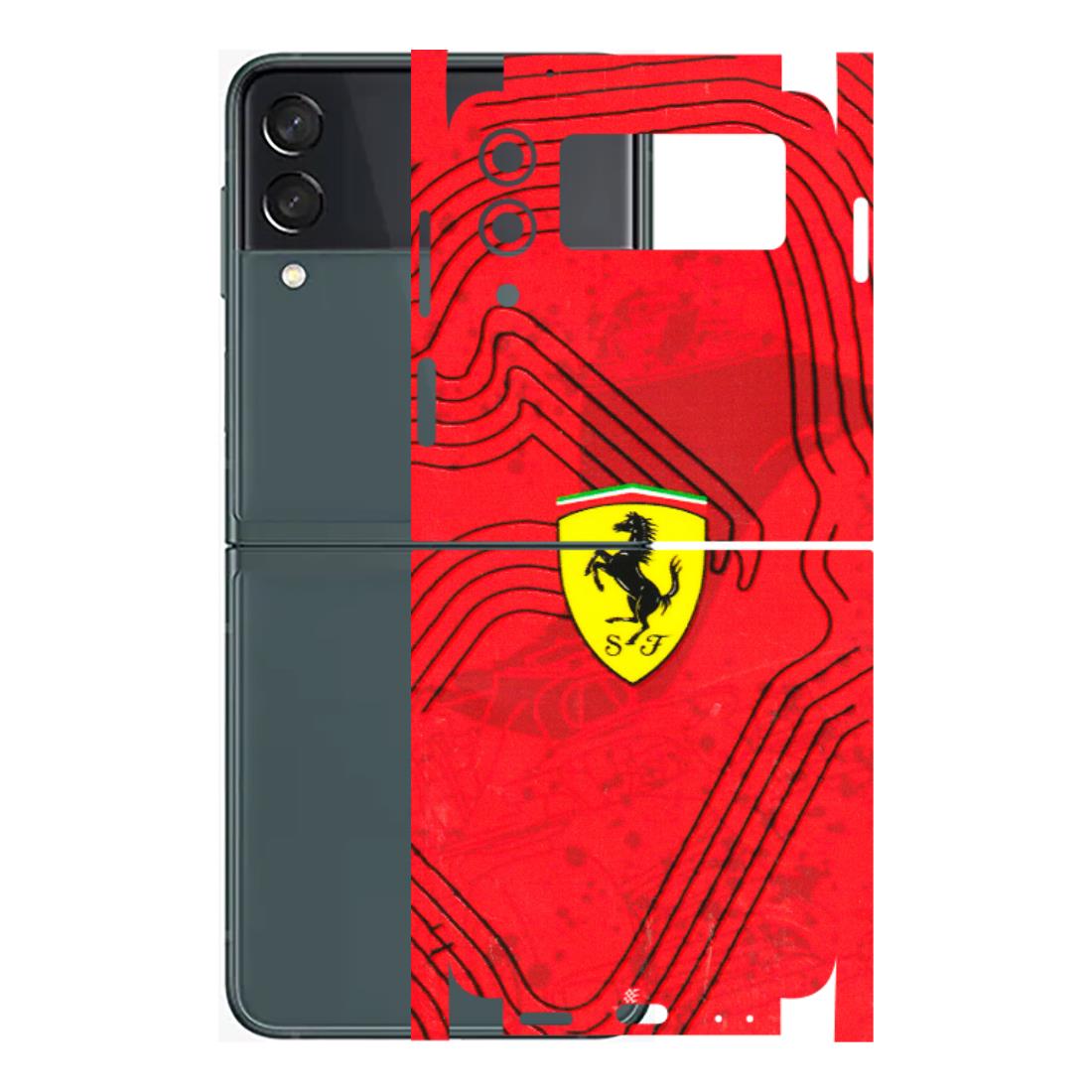 Samsung M/F/Note/Flip and C Phone Skins (All Models) - Red Ferrari Logo Stylish - 3D Embossed Finish (L-238) Samsung Galaxy Z Flip 3 (5G)