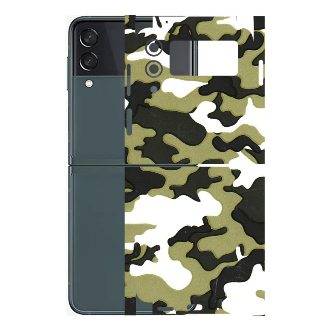 Samsung M/F/Note/Flip and C Phone Skins (All Models) - Camouflages White And Green - 3D Embossed Finish (L-243) Samsung Galaxy Z Flip 3 (5G)