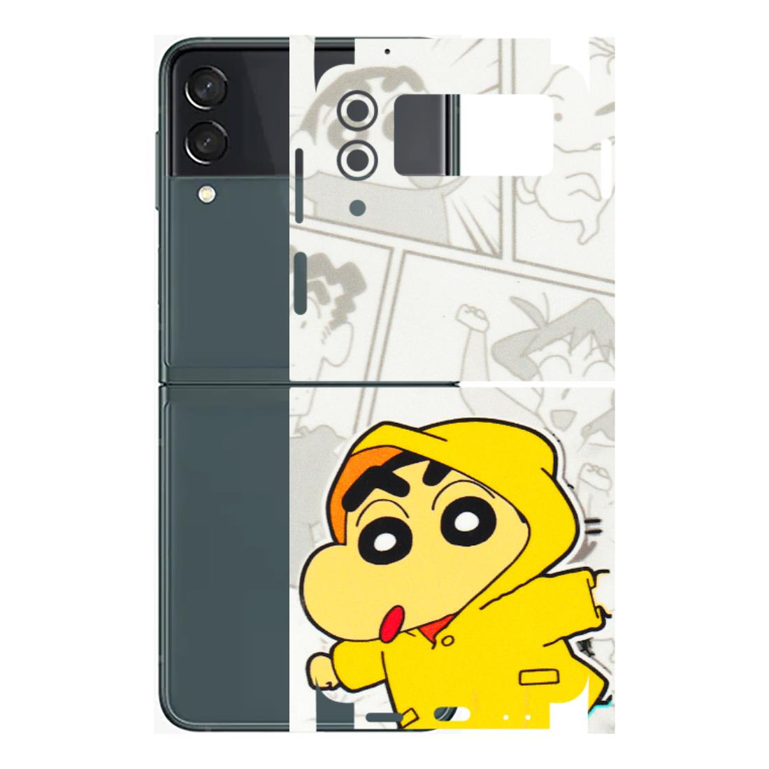 Samsung M/F/Note/Flip and C Phone Skins (All Models) - Yellow Shinchan Comic - 3D Embossed Finish (L-246) Samsung Galaxy Z Flip 3 (5G)