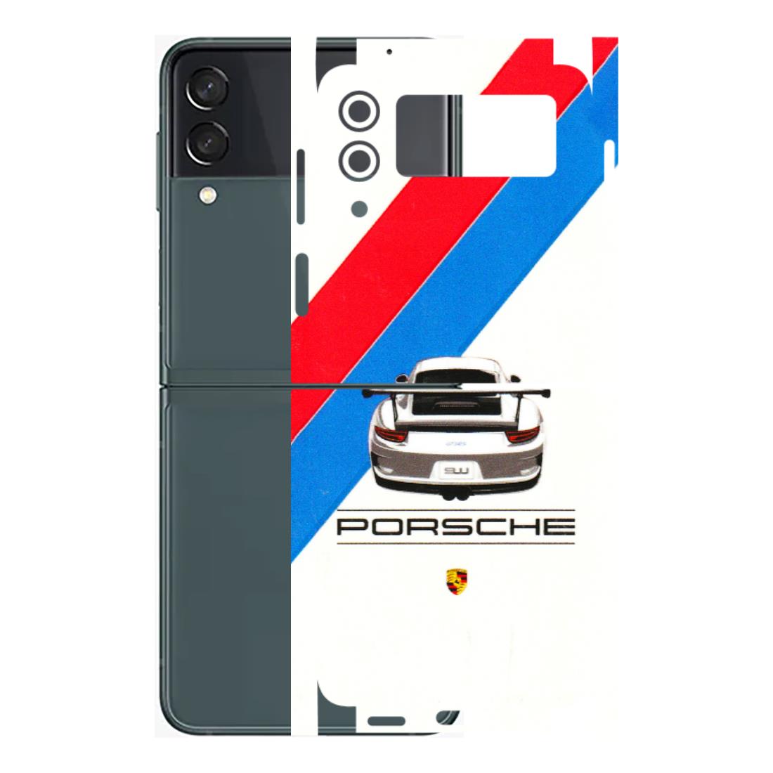 Samsung M/F/Note/Flip and C Phone Skins (All Models) - Porche Car Sober Logo - 3D Embossed Finish (L-248) Samsung Galaxy Z Flip 3 (5G)