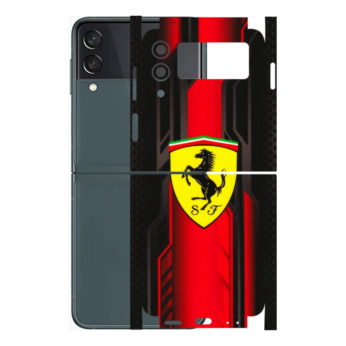 Samsung M/F/Note/Flip and C Phone Skins (All Models) - Black Ferrari Logo - 3D Embossed Finish (L-253) Samsung Galaxy Z Flip 3 (5G)