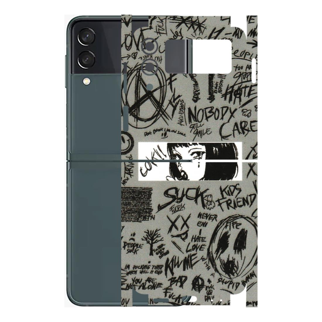 Samsung M/F/Note/Flip and C Phone Skins (All Models) - Never Have Love Anime - 3D Embossed Finish (L-260) Samsung Galaxy Z Flip 3 (5G)