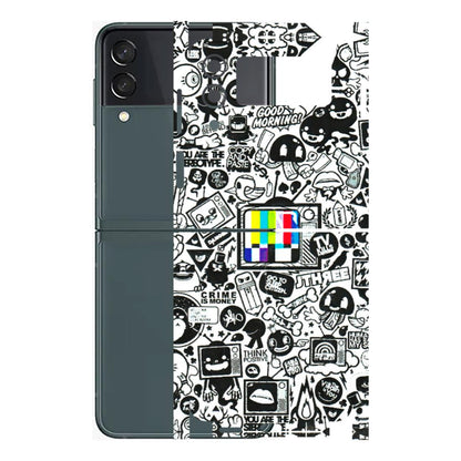 Samsung M/F/Note/Flip and C Phone Skins (All Models) - Doodles Positive Art - 3D Embossed Finish (L-263) Samsung Galaxy Z Flip 3 (5G)