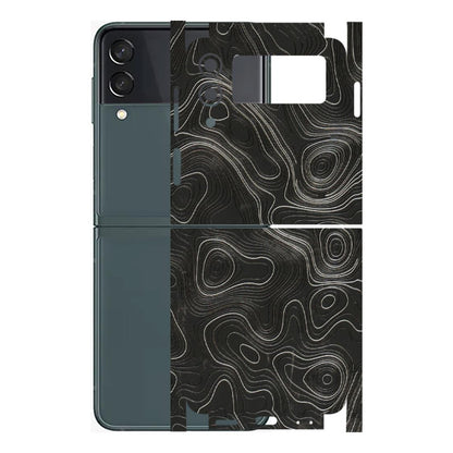 Samsung M/F/Note/Flip and C Phone Skins (All Models) - Abstract White Line Map - 3D Embossed Finish (L-269) Samsung Galaxy Z Flip 3 (5G)