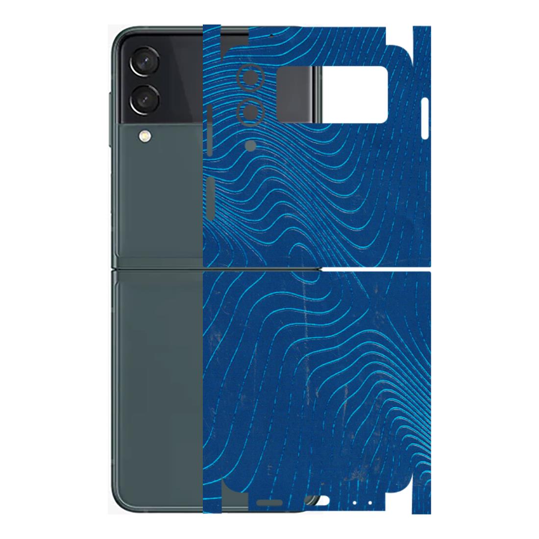 Samsung M/F/Note/Flip and C Phone Skins (All Models) - Abstract Blue Line Map - 3D Embossed Finish (L-272) Samsung Galaxy Z Flip 3 (5G)