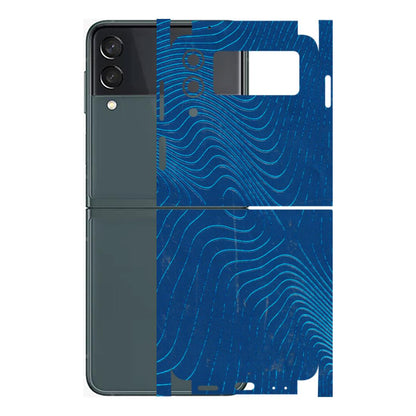 Samsung M/F/Note/Flip and C Phone Skins (All Models) - Abstract Blue Line Map - 3D Embossed Finish (L-272) Samsung Galaxy Z Flip 3 (5G)