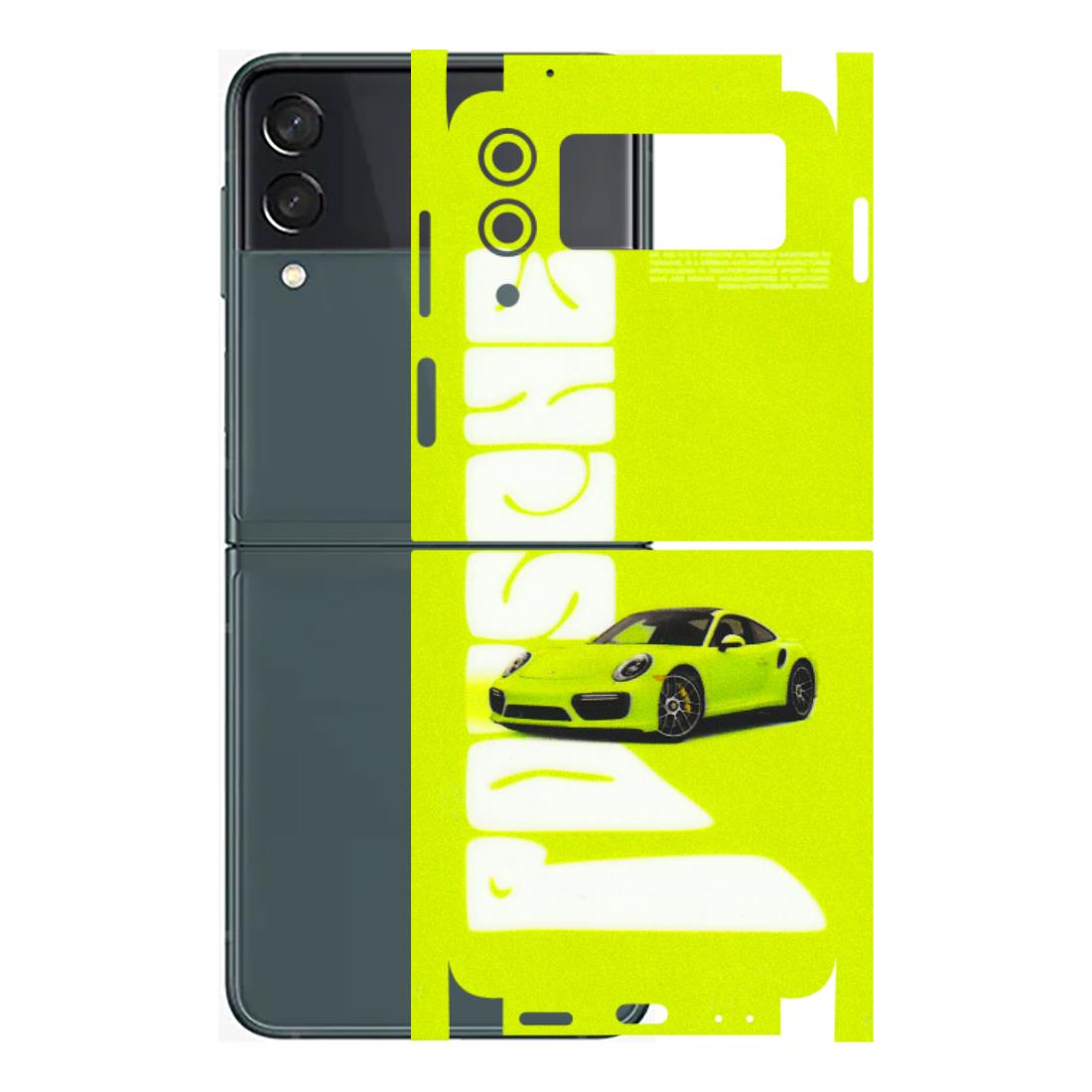 Samsung M/F/Note/Flip and C Phone Skins (All Models) - Lime Green Porche - 3D Embossed Finish (L-30) Samsung Galaxy Z Flip 3 (5G)