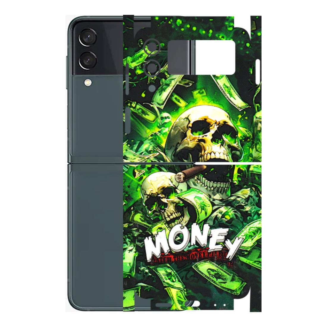 Samsung M/F/Note/Flip and C Phone Skins (All Models) - Skull Money - 3D Embossed Finish (L-303) Samsung Galaxy Z Flip 3 (5G)