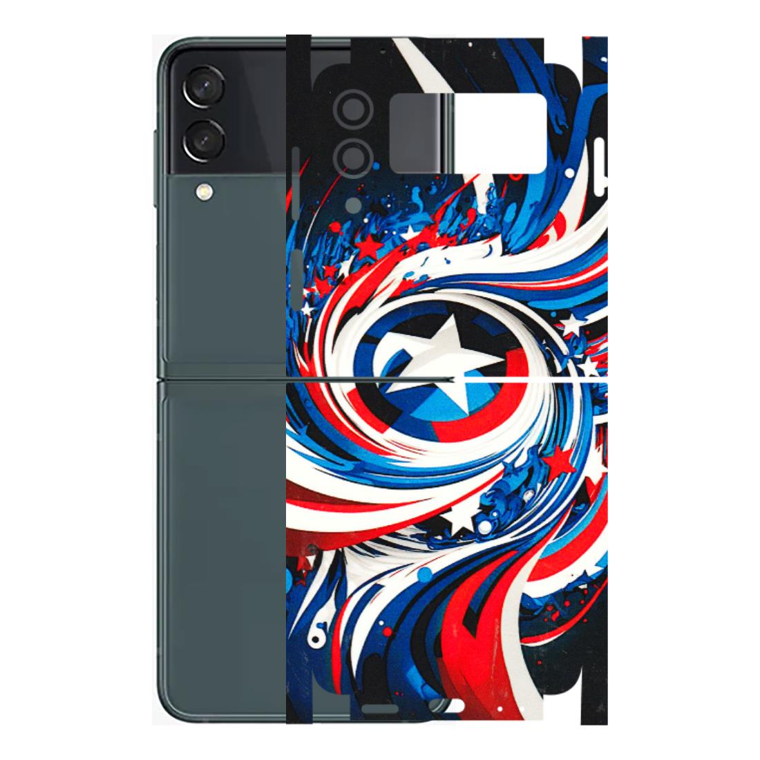 Samsung M/F/Note/Flip and C Phone Skins (All Models) - Captain America Logo - 3D Embossed Finish (L-307) Samsung Galaxy Z Flip 3 (5G)