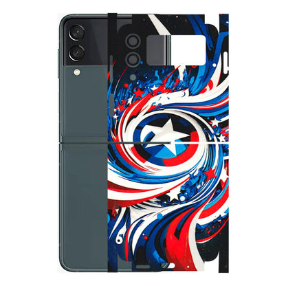 Samsung M/F/Note/Flip and C Phone Skins (All Models) - Captain America Logo - 3D Embossed Finish (L-307) Samsung Galaxy Z Flip 3 (5G)