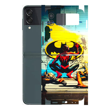 Samsung M/F/Note/Flip and C Phone Skins (All Models) - New Spiderman Bat Logo - 3D Embossed Finish (L-309) Samsung Galaxy Z Flip 3 (5G)