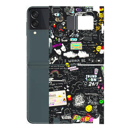 Samsung M/F/Note/Flip and C Phone Skins (All Models) - Black Creatives Doodles - 3D Embossed Finish (L-311) Samsung Galaxy Z Flip 3 (5G)
