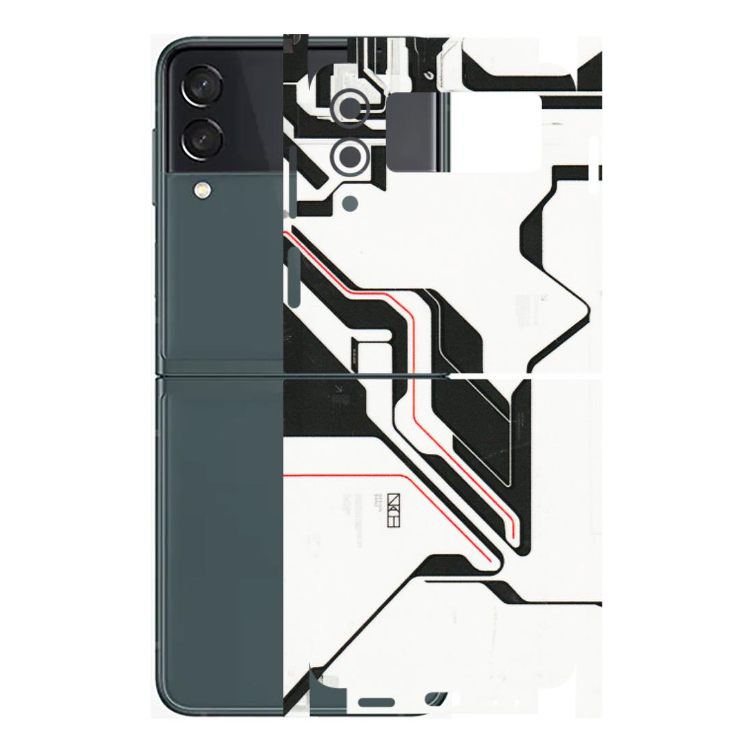 Samsung M/F/Note/Flip and C Phone Skins (All Models) - White Techy Logo - 3D Embossed Finish (L-312) Samsung Galaxy Z Flip 3 (5G)
