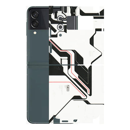 Samsung M/F/Note/Flip and C Phone Skins (All Models) - White Techy Logo - 3D Embossed Finish (L-312) Samsung Galaxy Z Flip 3 (5G)