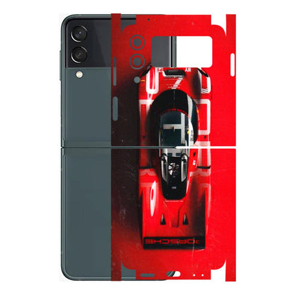 Samsung M/F/Note/Flip and C Phone Skins (All Models) - Red Porsche Car Logo - 3D Embossed Finish (L-315) Samsung Galaxy Z Flip 3 (5G)