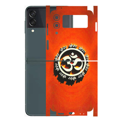 Samsung M/F/Note/Flip and C Phone Skins (All Models) - Aum Shiv Orange - 3D Embossed Finish (L-32) Samsung Galaxy Z Flip 3 (5G)