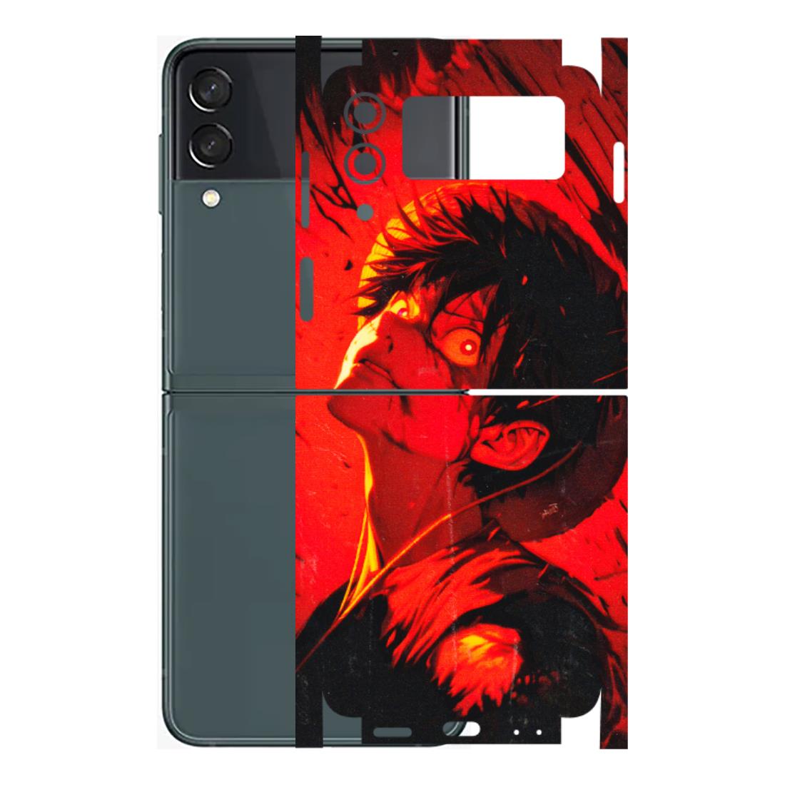 Samsung M/F/Note/Flip and C Phone Skins (All Models) - D.Luffy Power Up One Piece Anime - 3D Embossed Finish (L-326) Samsung Galaxy Z Flip 3 (5G)