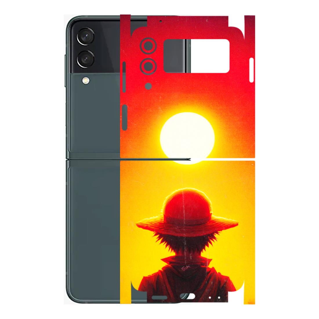 Samsung M/F/Note/Flip and C Phone Skins (All Models) - Cool Sunset With Monkey D.Luffy Anime - 3D Embossed Finish (L-329) Samsung Galaxy Z Flip 3 (5G)