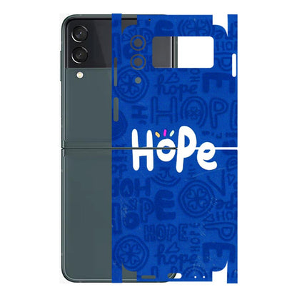 Samsung M/F/Note/Flip and C Phone Skins (All Models) - Hope Doodles Blue - 3D Embossed Finish (L-43) Samsung Galaxy Z Flip 3 (5G)