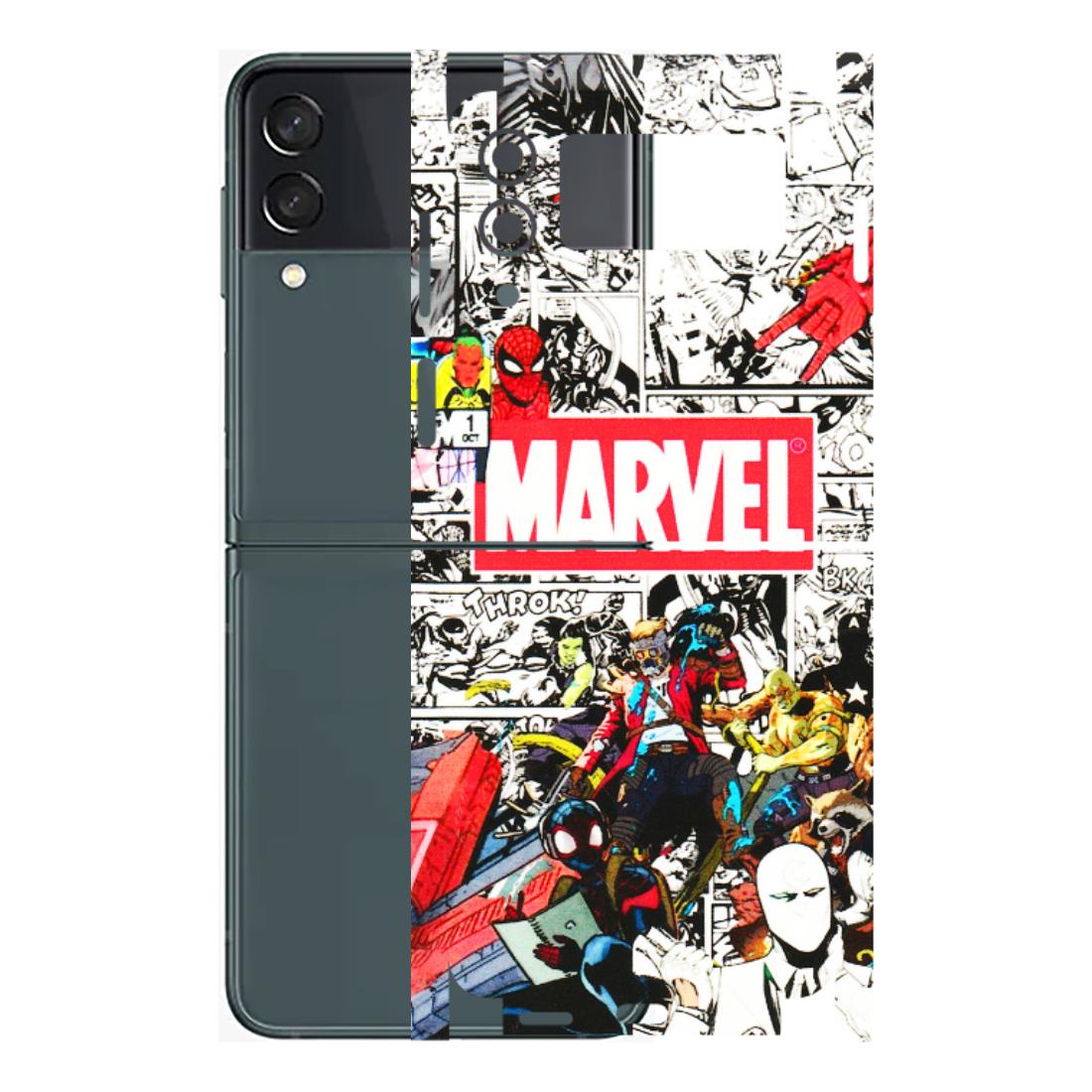Samsung M/F/Note/Flip and C Phone Skins (All Models) - Marvel Colorful Comic - 3D Embossed Finish (L-64) Samsung Galaxy Z Flip 3 (5G)