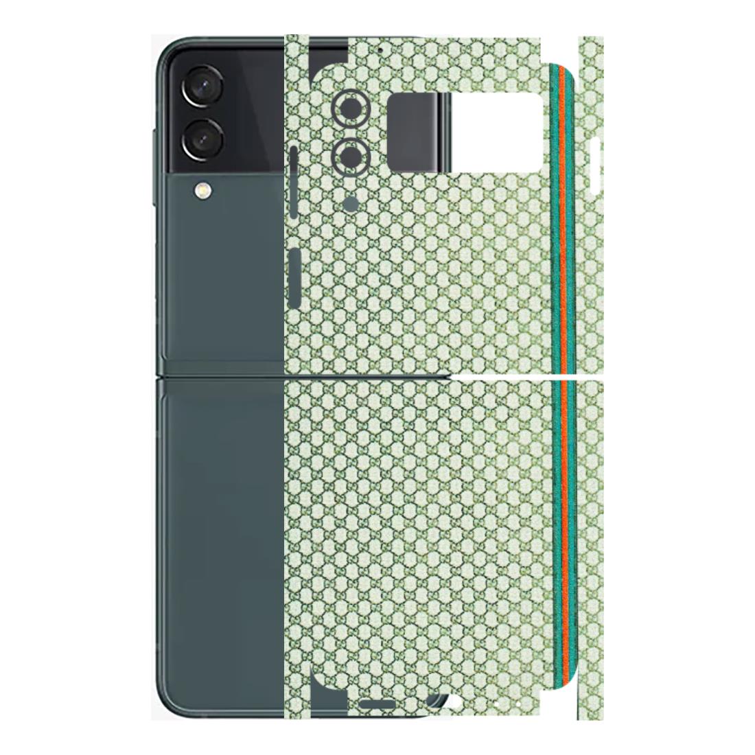 Samsung M/F/Note/Flip and C Phone Skins (All Models) - Gucci Fabric Pattern - 3D Embossed Finish (L-73) Samsung Galaxy Z Flip 3 (5G)