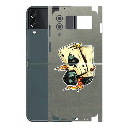 Samsung M/F/Note/Flip and C Phone Skins (All Models) - Grey Cards Of Ace - 3D Embossed Finish (L-77) Samsung Galaxy Z Flip 3 (5G)