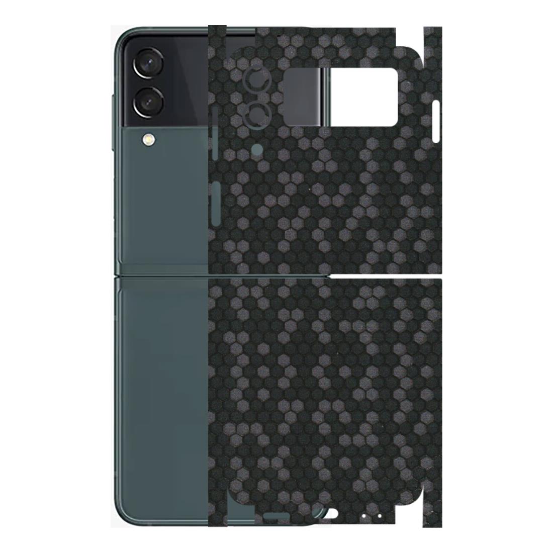 Samsung M/F/Note/Flip and C Phone Skins (All Models) - Black Grey Honeycomb Sober - 3D Embossed Finish (L-85) Samsung Galaxy Z Flip 3 (5G)