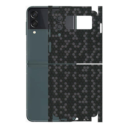 Samsung M/F/Note/Flip and C Phone Skins (All Models) - Black Grey Honeycomb Sober - 3D Embossed Finish (L-85) Samsung Galaxy Z Flip 3 (5G)