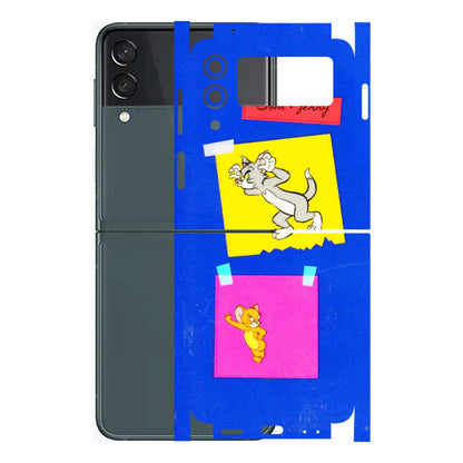 Samsung M/F/Note/Flip and C Phone Skins (All Models) - Tom N Jerry Sticky Notes - 3D Embossed Finish (L-88) Samsung Galaxy Z Flip 3 (5G)