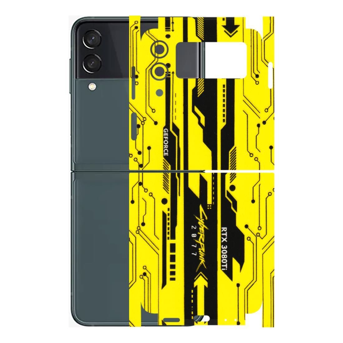 Samsung M/F/Note/Flip and C Phone Skins (All Models) - Yellow Cyberpunk - 3D Embossed Finish (L-93) Samsung Galaxy Z Flip 3 (5G)