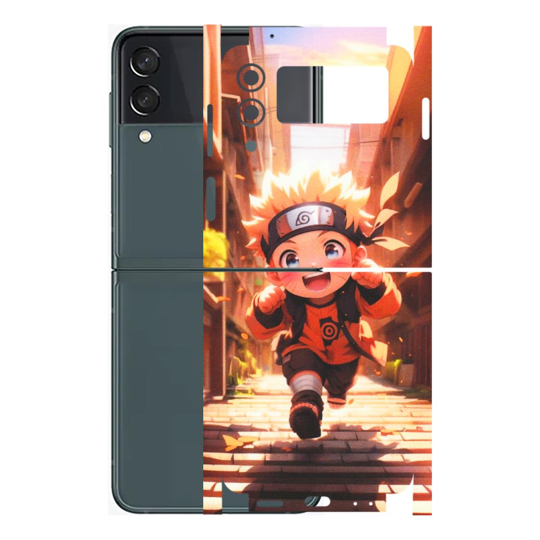 Samsung M/F/Note/Flip and C Phone Skins (All Models) - Naruto Cute Toon Running - Matte Finish (M-04) Samsung Galaxy Z Flip 3 (5G)