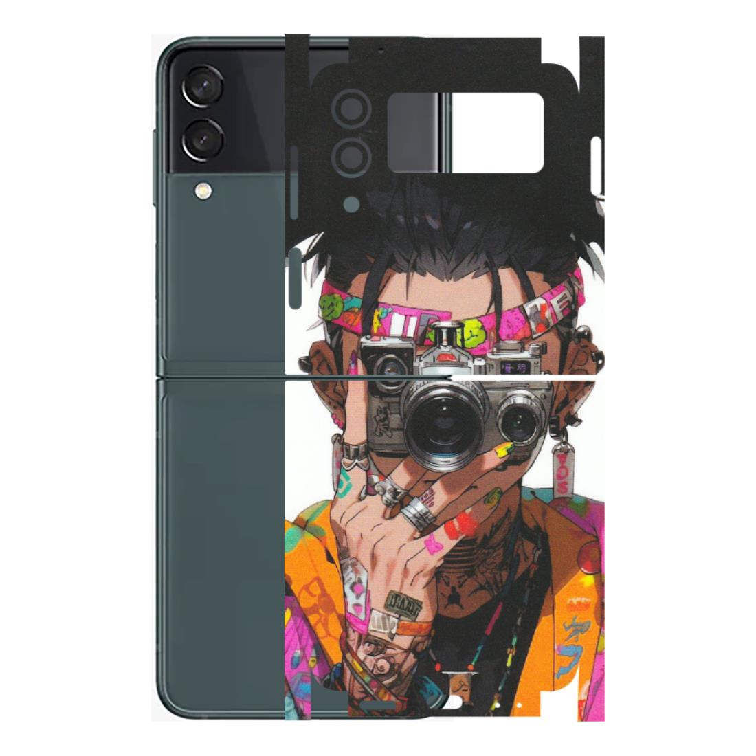 Samsung M/F/Note/Flip and C Phone Skins (All Models) - Camera Lover Girl - Matte Finish (M-09) Samsung Galaxy Z Flip 3 (5G)
