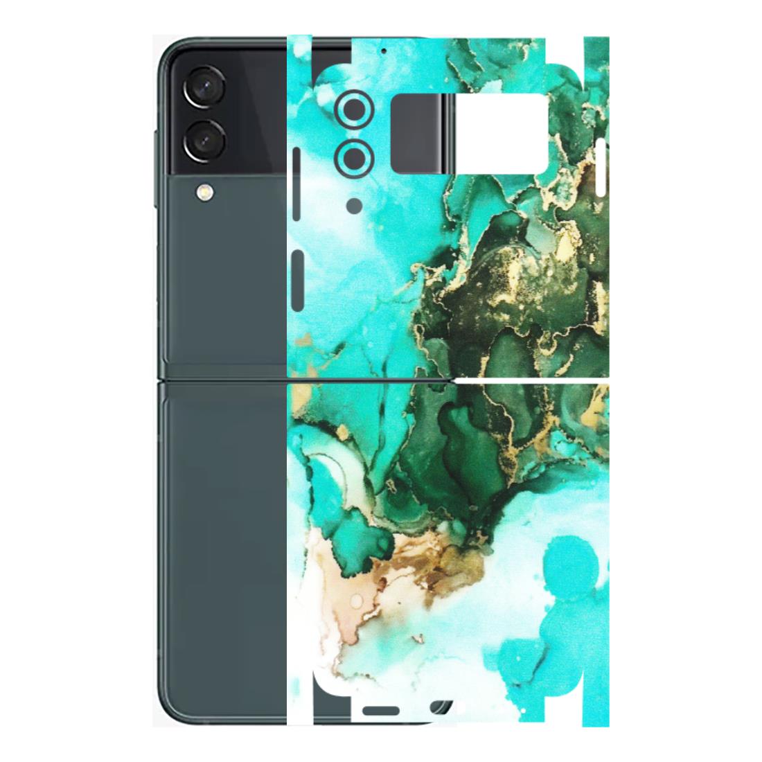 Samsung M/F/Note/Flip and C Phone Skins (All Models) - The Blue Gold Marble - Matte Finish (M-124) Samsung Galaxy Z Flip 3 (5G)