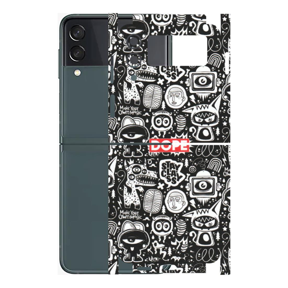 Samsung M/F/Note/Flip and C Phone Skins (All Models) - Dope Stay Classy Black Doodles - Matte Finish (M-126) Samsung Galaxy Z Flip 3 (5G)