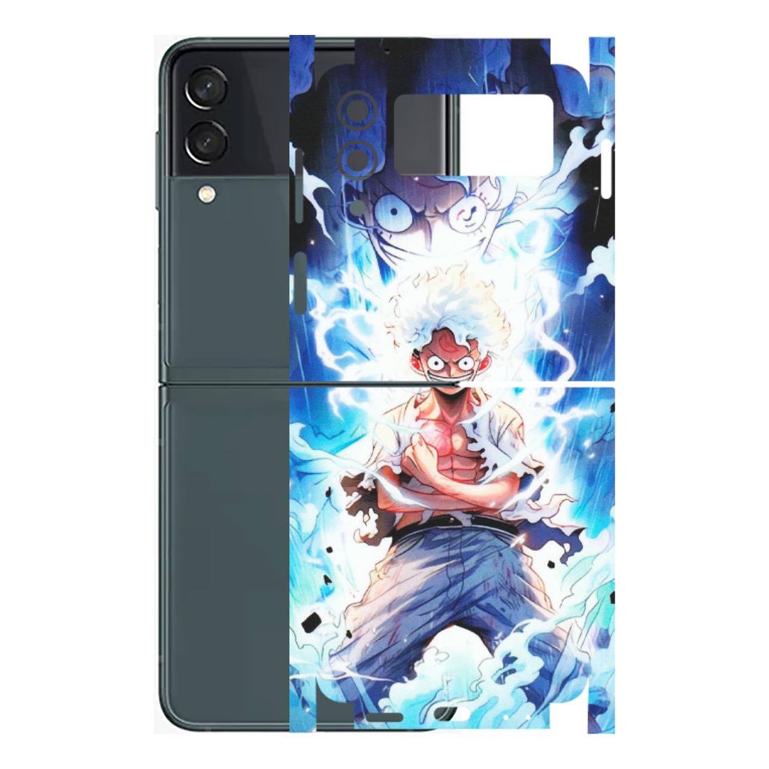 Samsung M/F/Note/Flip and C Phone Skins (All Models) - Blue Thunder Luffy Anime - Matte Finish (M-132) Samsung Galaxy Z Flip 3 (5G)