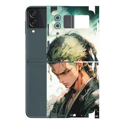Samsung M/F/Note/Flip and C Phone Skins (All Models) - New Roronoa Zoro One Picece Anime - Matte Finish (M-140) Samsung Galaxy Z Flip 3 (5G)