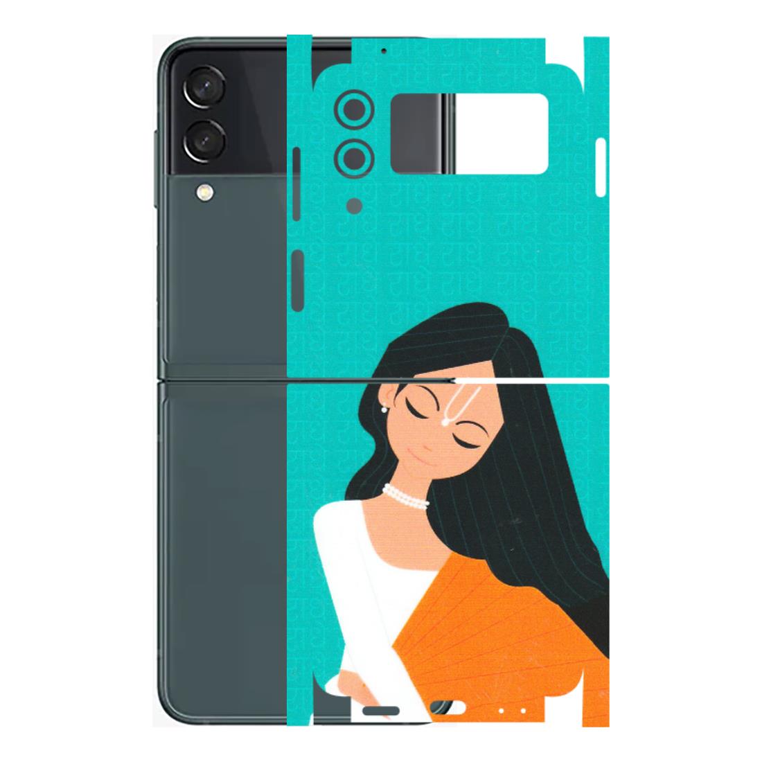 Samsung M/F/Note/Flip and C Phone Skins (All Models) - Radhe Radhe With Hindu Symbol - Matte Finish (M-164) Samsung Galaxy Z Flip 3 (5G)