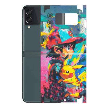 Samsung M/F/Note/Flip and C Phone Skins (All Models) - Ash & Pikachu - Matte Finish (M-26) Samsung Galaxy Z Flip 3 (5G)