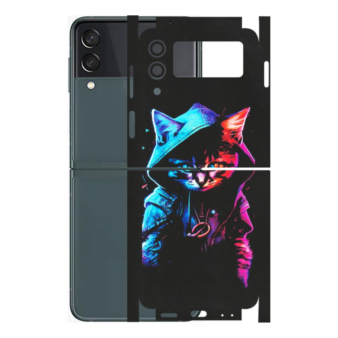 Samsung M/F/Note/Flip and C Phone Skins (All Models) - Cyberpunk Cat - Matte Finish (M-45) Samsung Galaxy Z Flip 3 (5G)