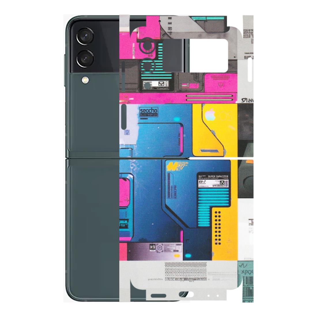 Samsung M/F/Note/Flip and C Phone Skins (All Models) - Colourfull Motherboard Internals - Matte Finish (M-55) Samsung Galaxy Z Flip 3 (5G)