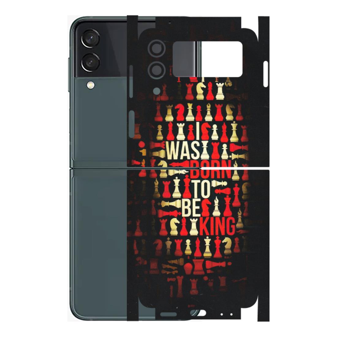 Samsung M/F/Note/Flip and C Phone Skins (All Models) - Born To Be King - Matte Finish (M-73) Samsung Galaxy Z Flip 3 (5G)